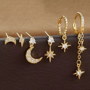 Crystal Soleil Gold Star Moon Earring Set